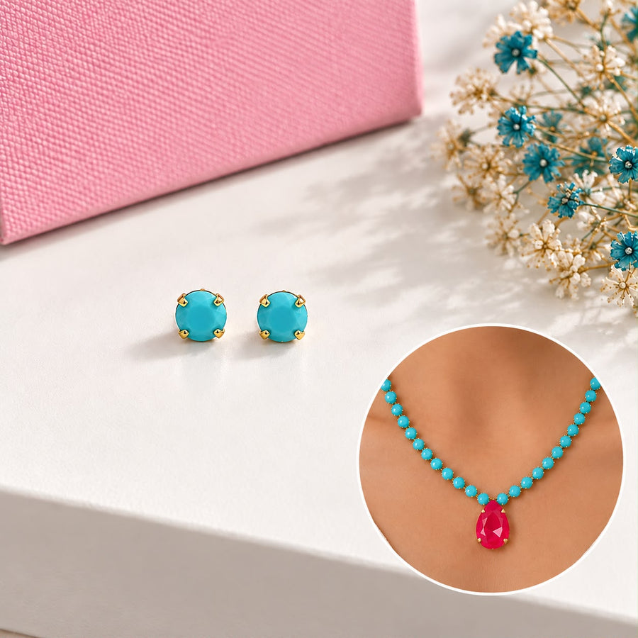 MATTE TURQUOISE MINI STUD EARRINGS