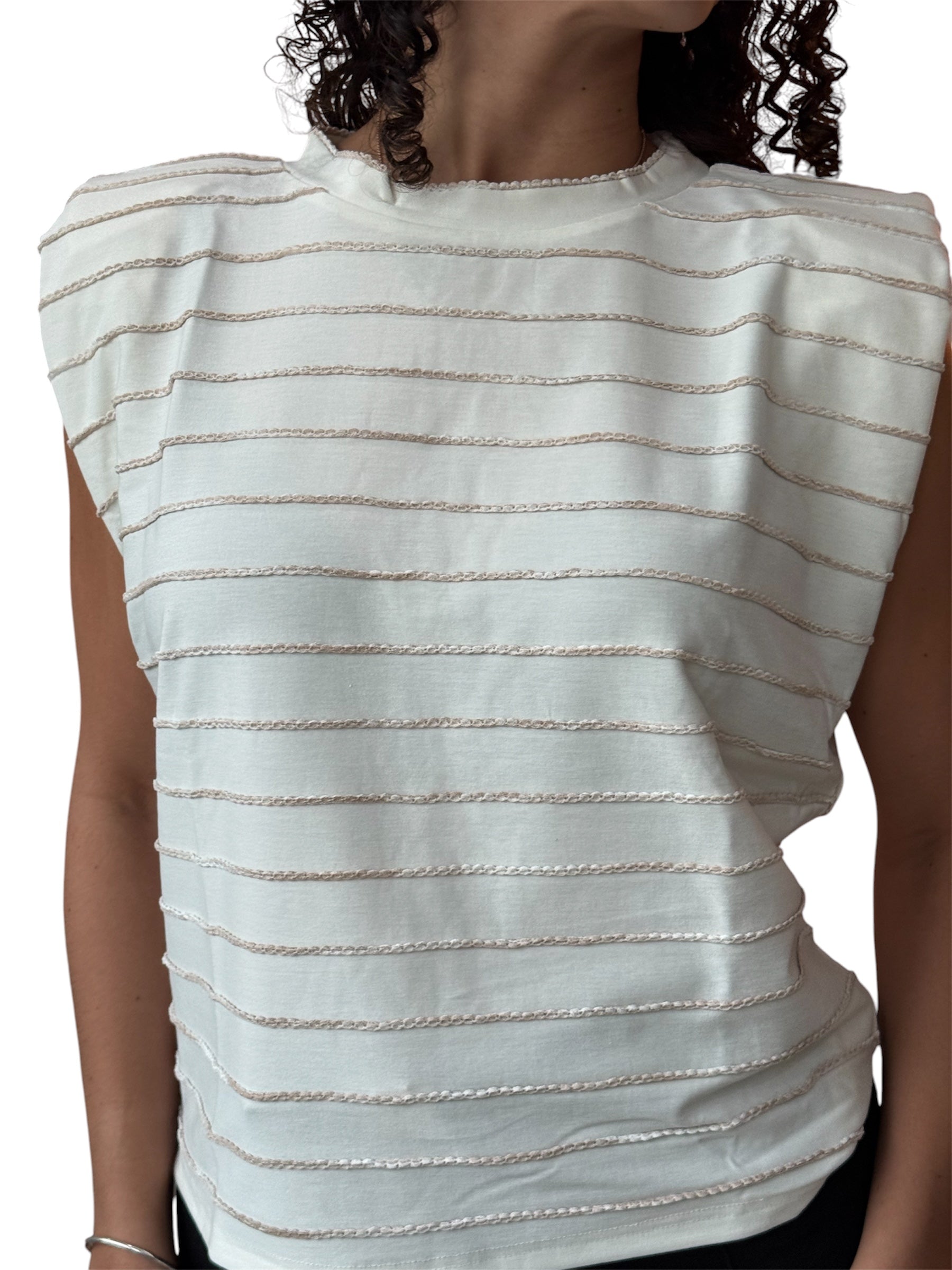 CREAM STRIPED TSHIRT