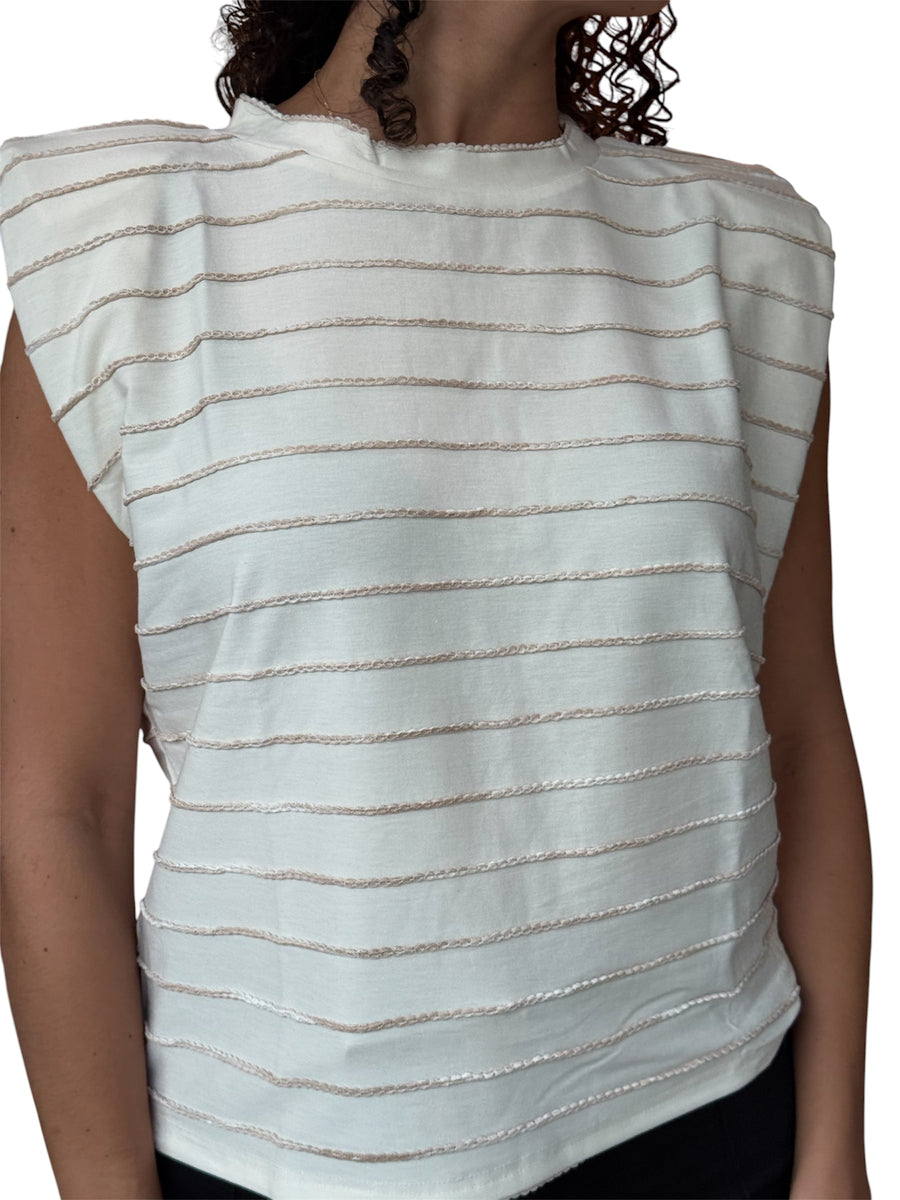 CREAM STRIPED TSHIRT