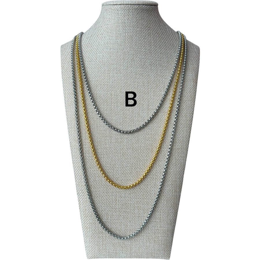 THIN TWO TONE LONG NECKLACE COLLAB (2 STYLES)