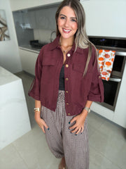 PLUM GOLD BUTTON JACKET