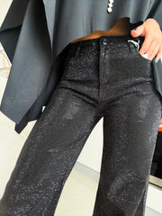 BLACK/BLACK RHINESTONES GLAM JEANS
