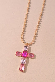 CRYSTAL CROSS LONG NECKLACE