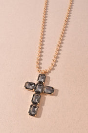 CRYSTAL CROSS LONG NECKLACE