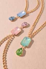 CRYSTAL GEOMETRIC DROP PENDANT NECKLACE
