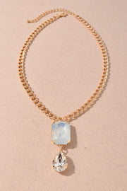 CRYSTAL GEOMETRIC DROP PENDANT NECKLACE