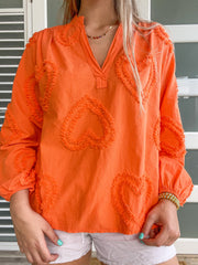 COTTON WOVEN HEART BLOUSE