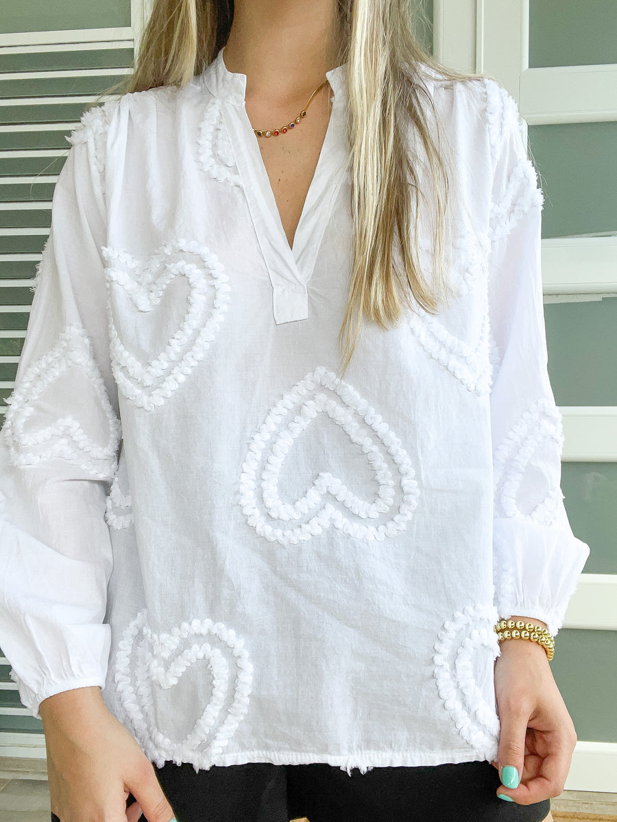 COTTON WOVEN HEART BLOUSE