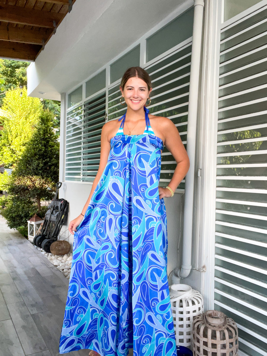 BLUE MULTI PRINT JUMPSUIT