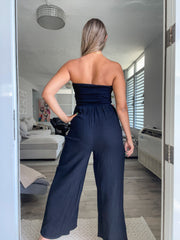 STRAPLESS GAUZE JUMPSUIT