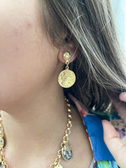 GOLD MATTE COIN DROP EARRINGS