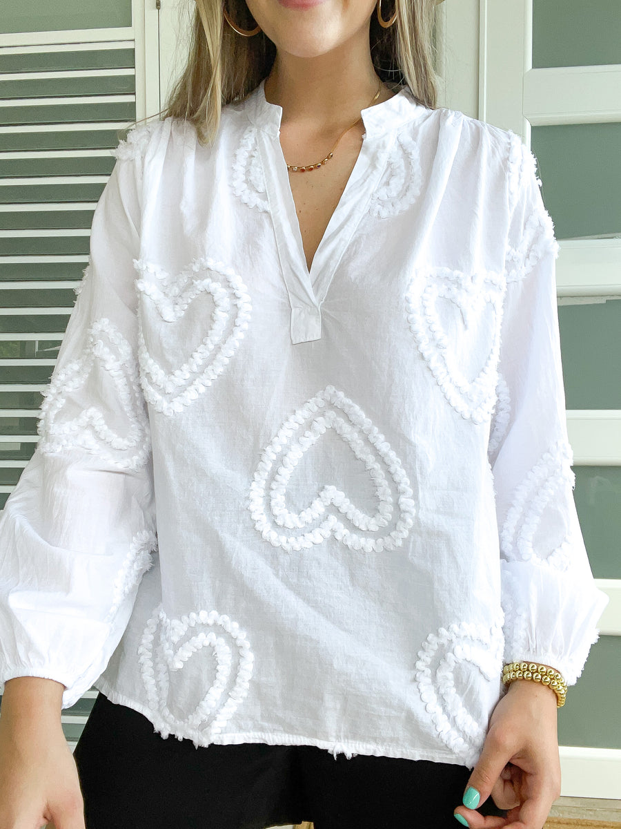 COTTON WOVEN HEART BLOUSE