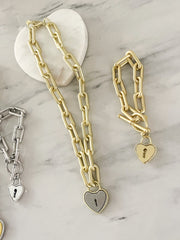 GOLD HEART LOCK BRACELET