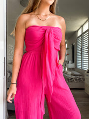 STRAPLESS GAUZE JUMPSUIT