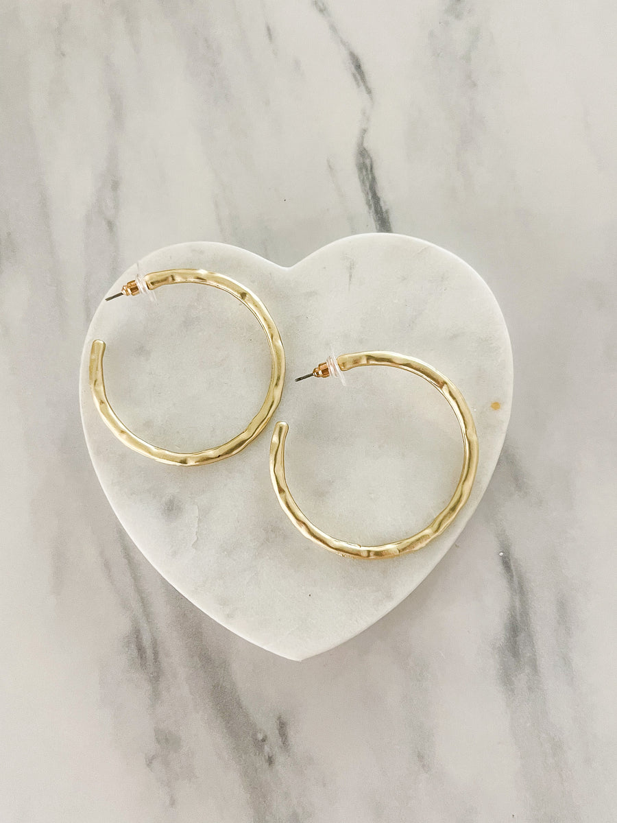 GOLD MATTE HOOP EARRINGS