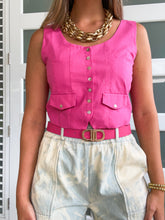 Load image into Gallery viewer, FUSCHIA TAILORED VEST TOP
