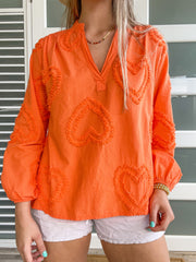 COTTON WOVEN HEART BLOUSE