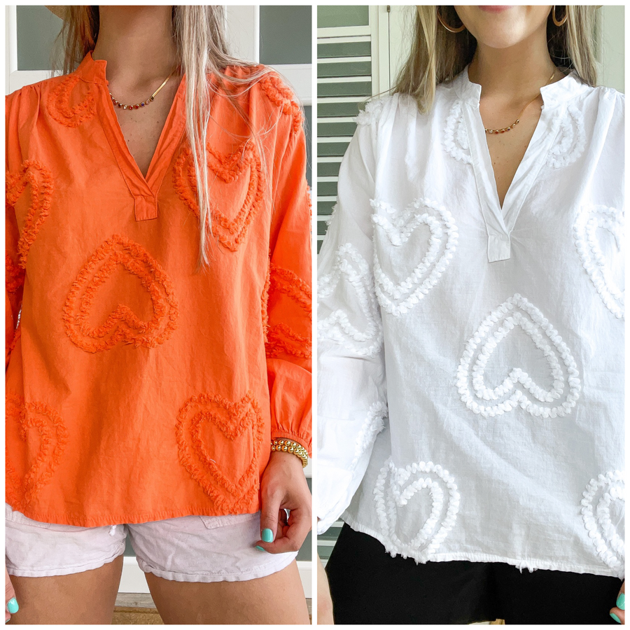 COTTON WOVEN HEART BLOUSE