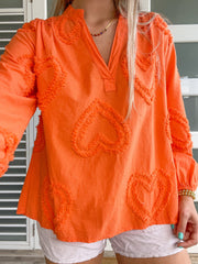 COTTON WOVEN HEART BLOUSE