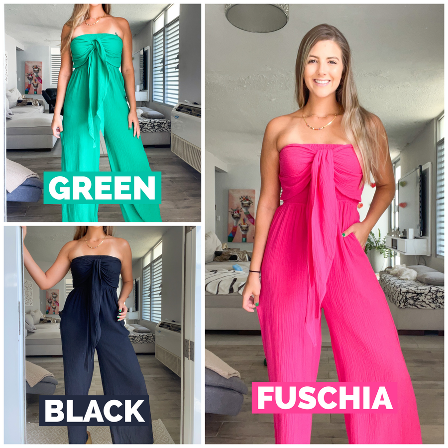 STRAPLESS GAUZE JUMPSUIT