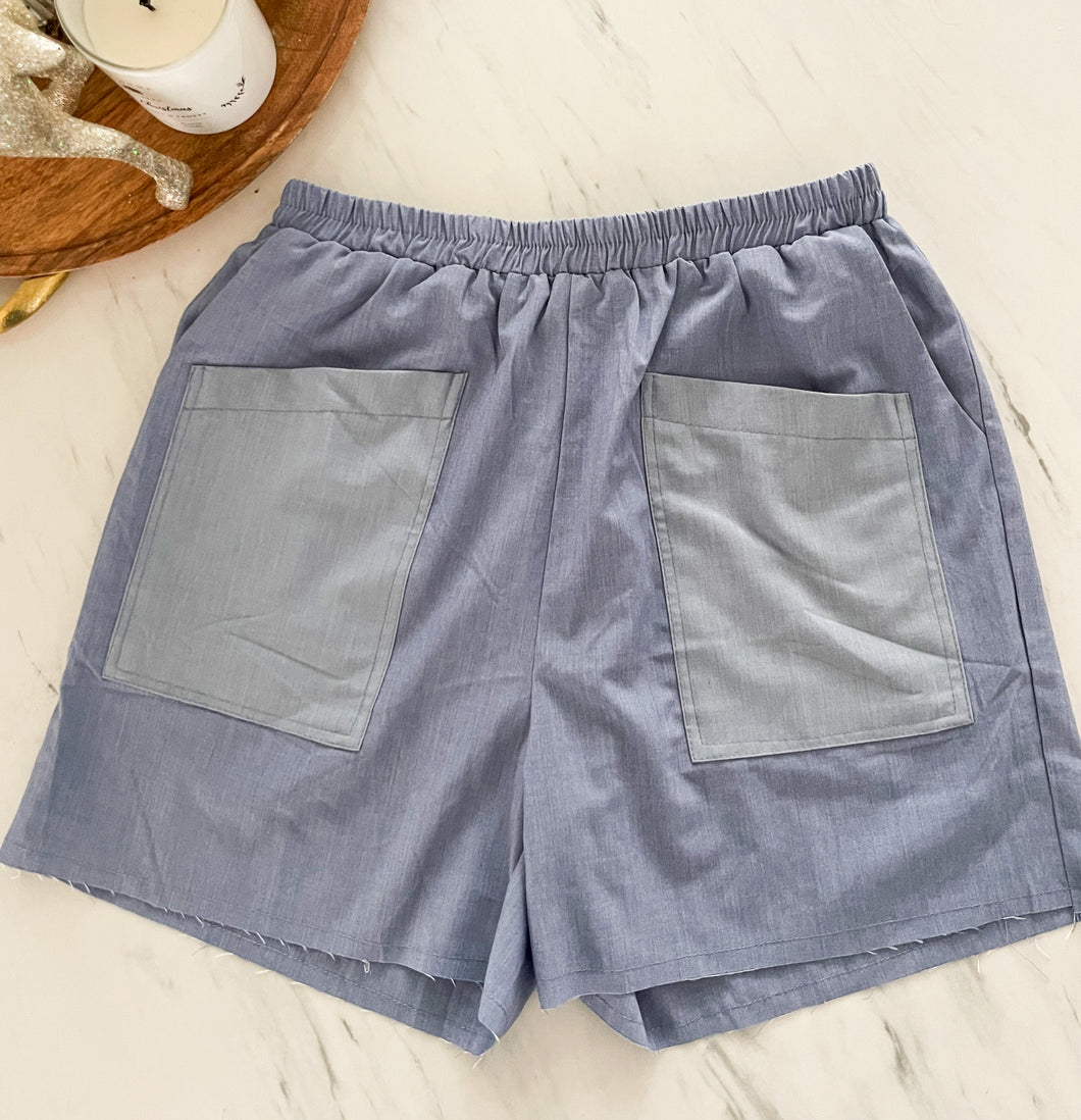 TWO TONE BLUE SHORTS
