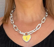 SILVER HEART LOCK NECKLACE