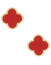 Load image into Gallery viewer, RED QUATREFOIL STUD EARRINGS
