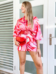 RED MULTI SATIN ROMPER