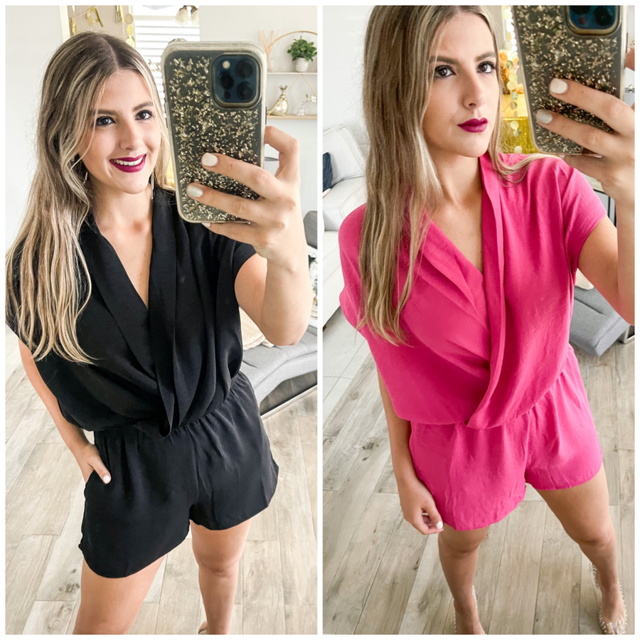 SURPLICE NECKLINE ROMPER