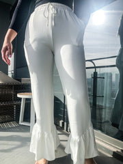 WHITE FLARE SPANDEX PANTS