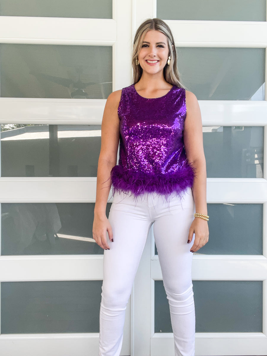 SEQUIN FEATHER TOP