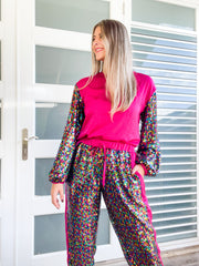 SEQUIN SATIN BLOUSE