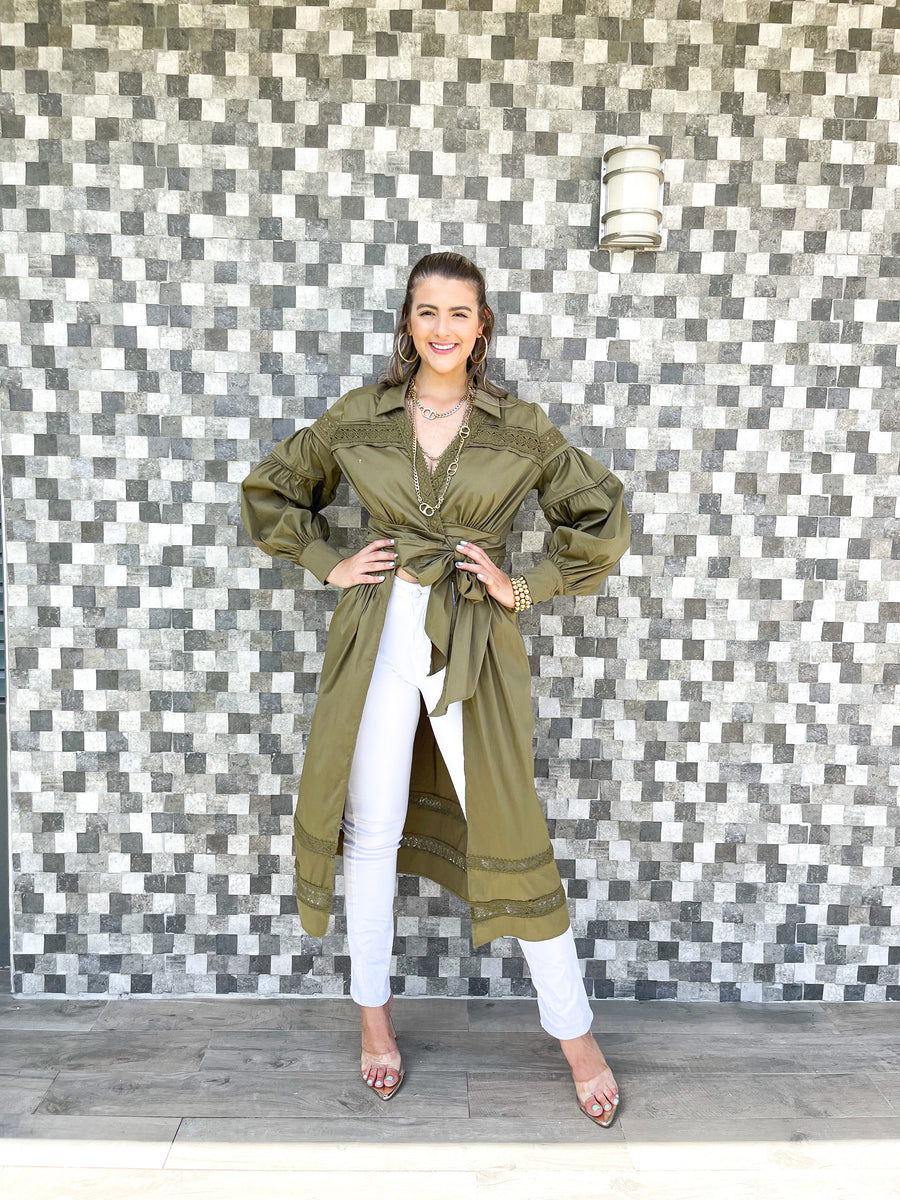 OLIVE TIE FRONT BLOUSE