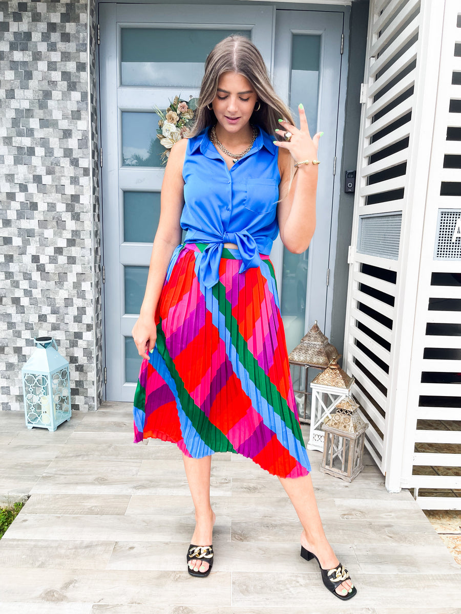 ELECTRIC BLUE SLEEVELESS BLOUSE