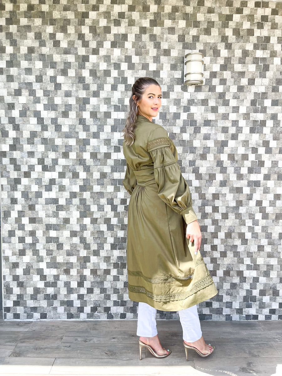 OLIVE TIE FRONT BLOUSE