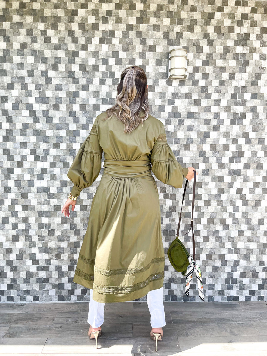 OLIVE TIE FRONT BLOUSE