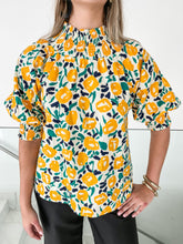 Load image into Gallery viewer, FLOWER PRINT PUFF SLEEVES BLOUSE
