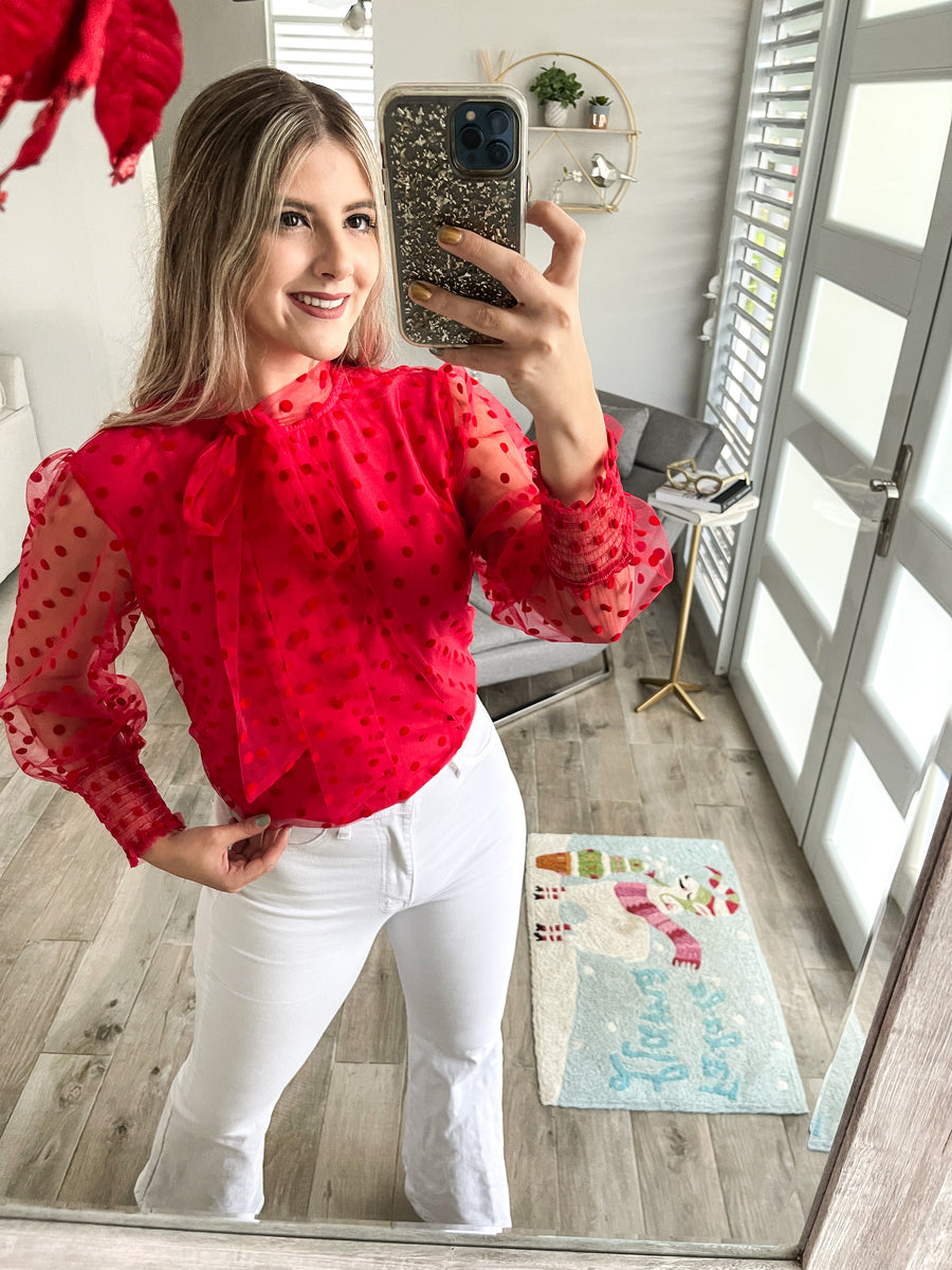 SHEER POLKA DOT BLOUSE