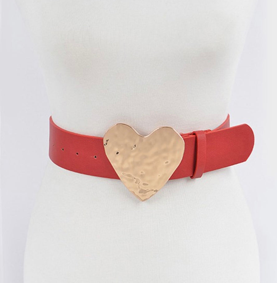 HAMMERED HEART SHAPE BUCKLE BELT *PLUS SIZE*
