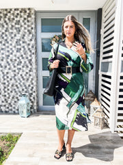 PRINT COLLARED TUNIC DRESS