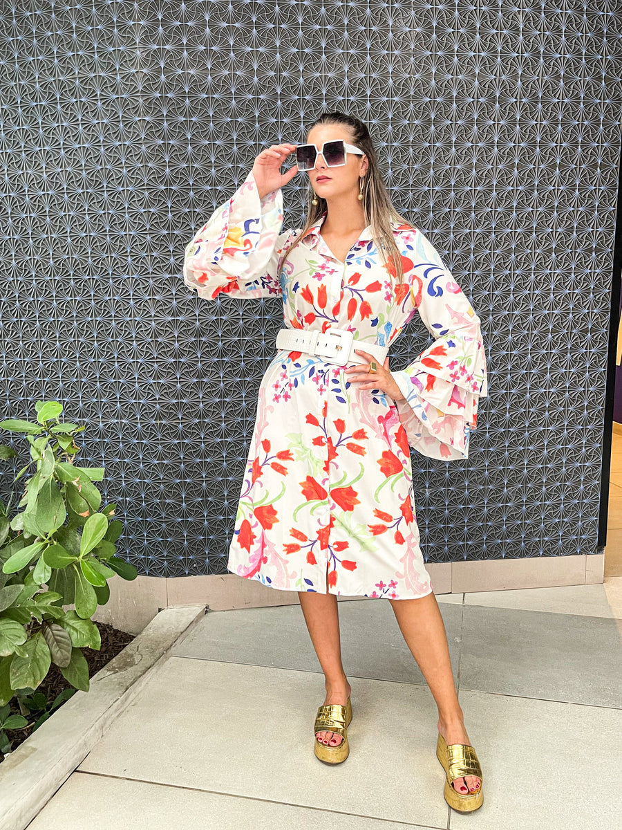 WHITE FLORAL PRINT DRESS