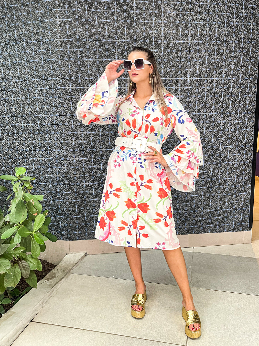 WHITE FLORAL PRINT DRESS
