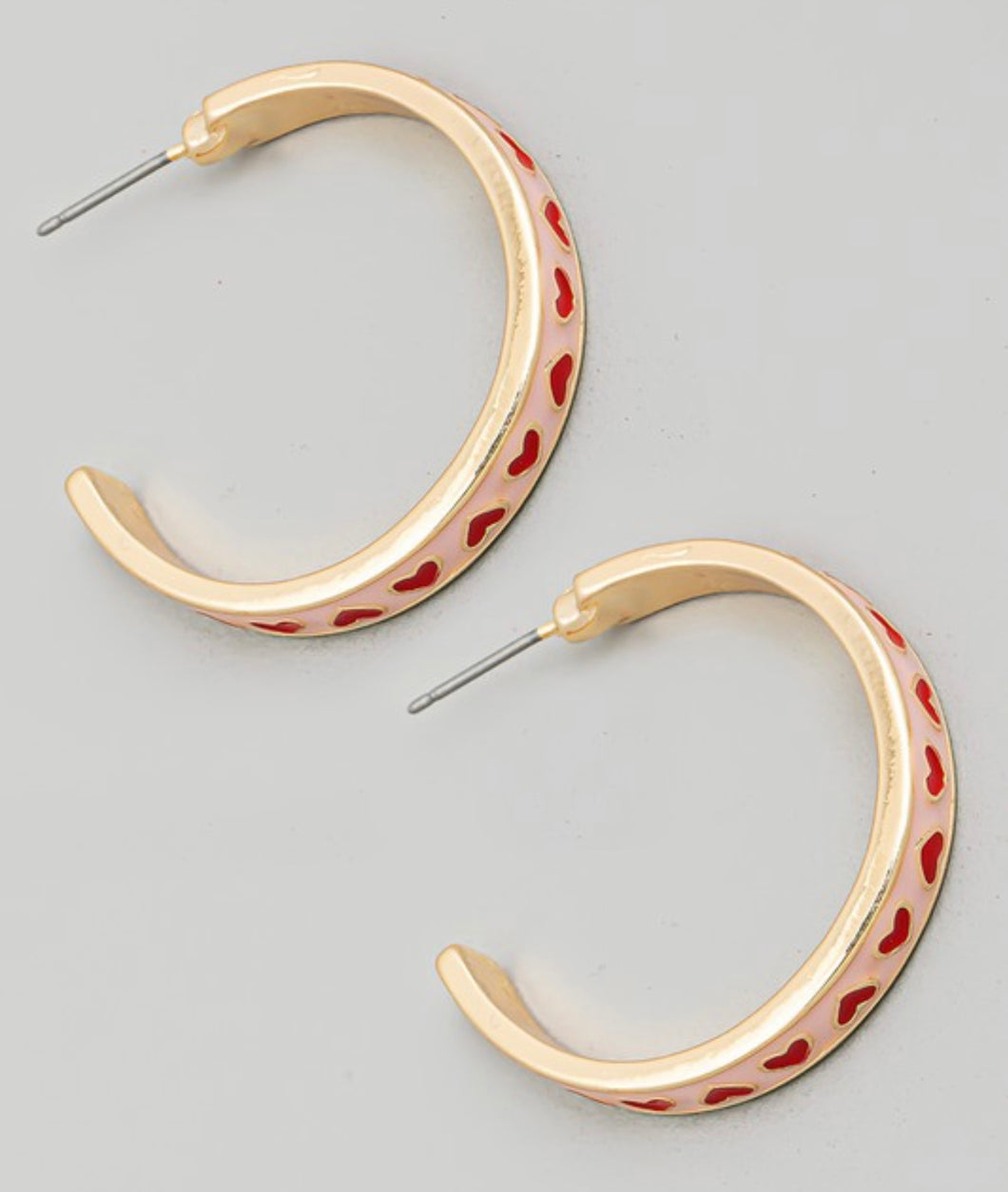 PINK RED HEARTS EARRINGS