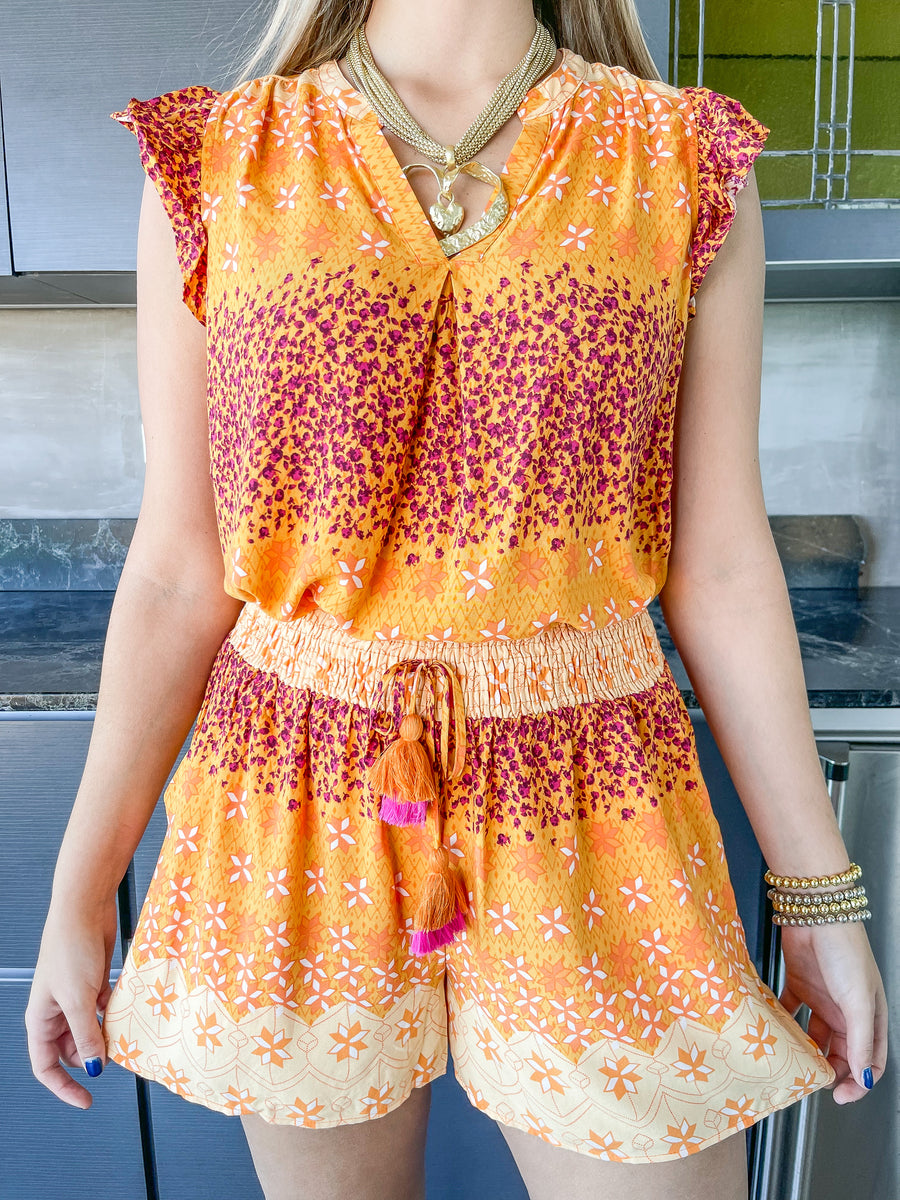 TANGERINE PRINT TOP