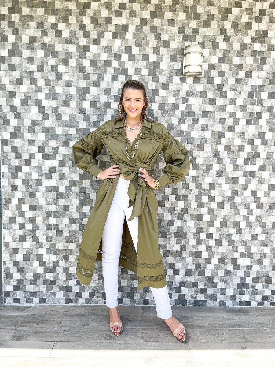 OLIVE TIE FRONT BLOUSE