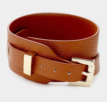 Load image into Gallery viewer, FAUX LEATHER BELT BUCKLE BRACELET

