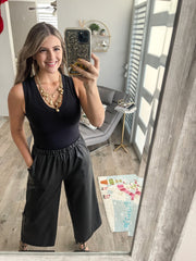 FAUX LEATHER PALAZZO PANTS