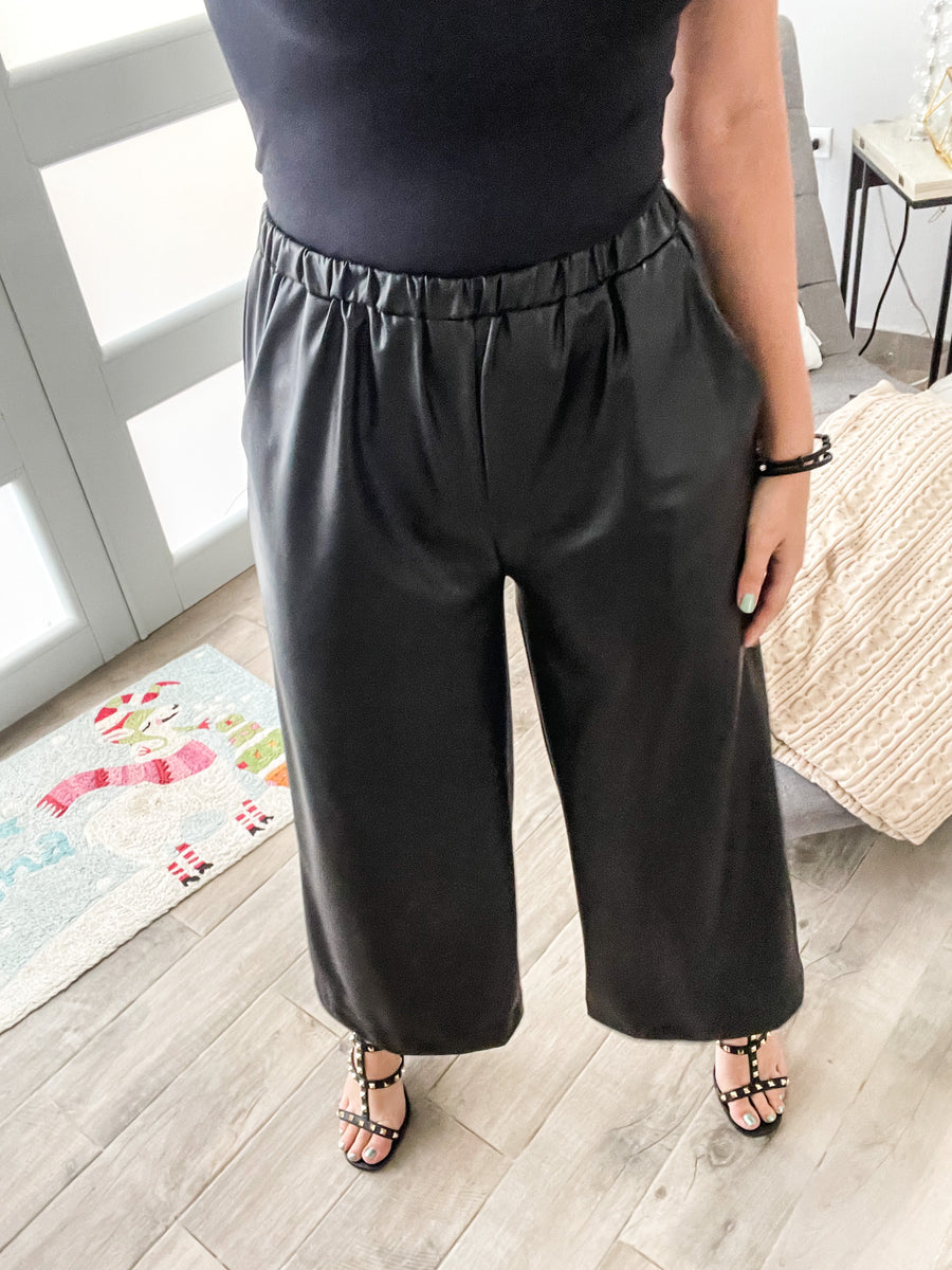 FAUX LEATHER PALAZZO PANTS