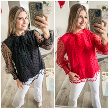 Load image into Gallery viewer, SHEER POLKA DOT BLOUSE
