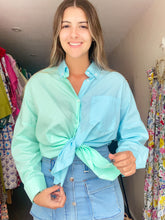 Load image into Gallery viewer, BLUE/MINT BUTTON DOWN SHIRT
